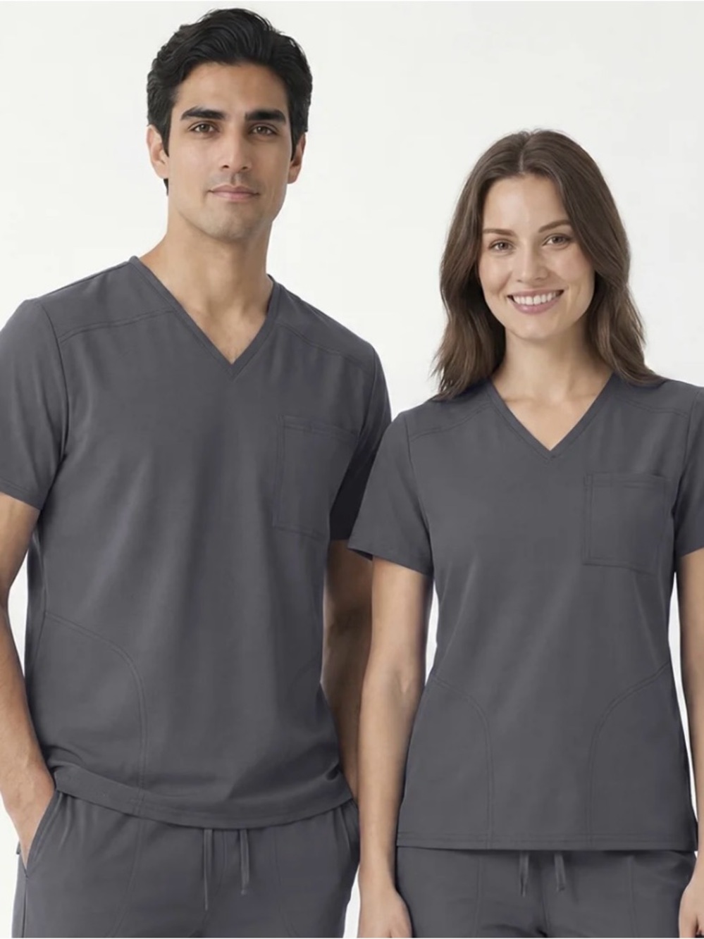 NWT Scrubstar Unisex Short Sleeve V-Neck Scrub Top - Charcoal